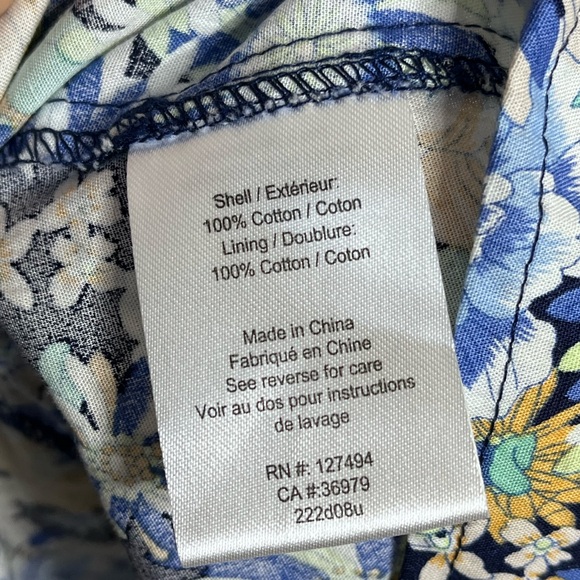 HEARTLOOM Blue Floral Cotton Ruta Dress Smocked Cutout Back Size Medium - Picture 7 of 8